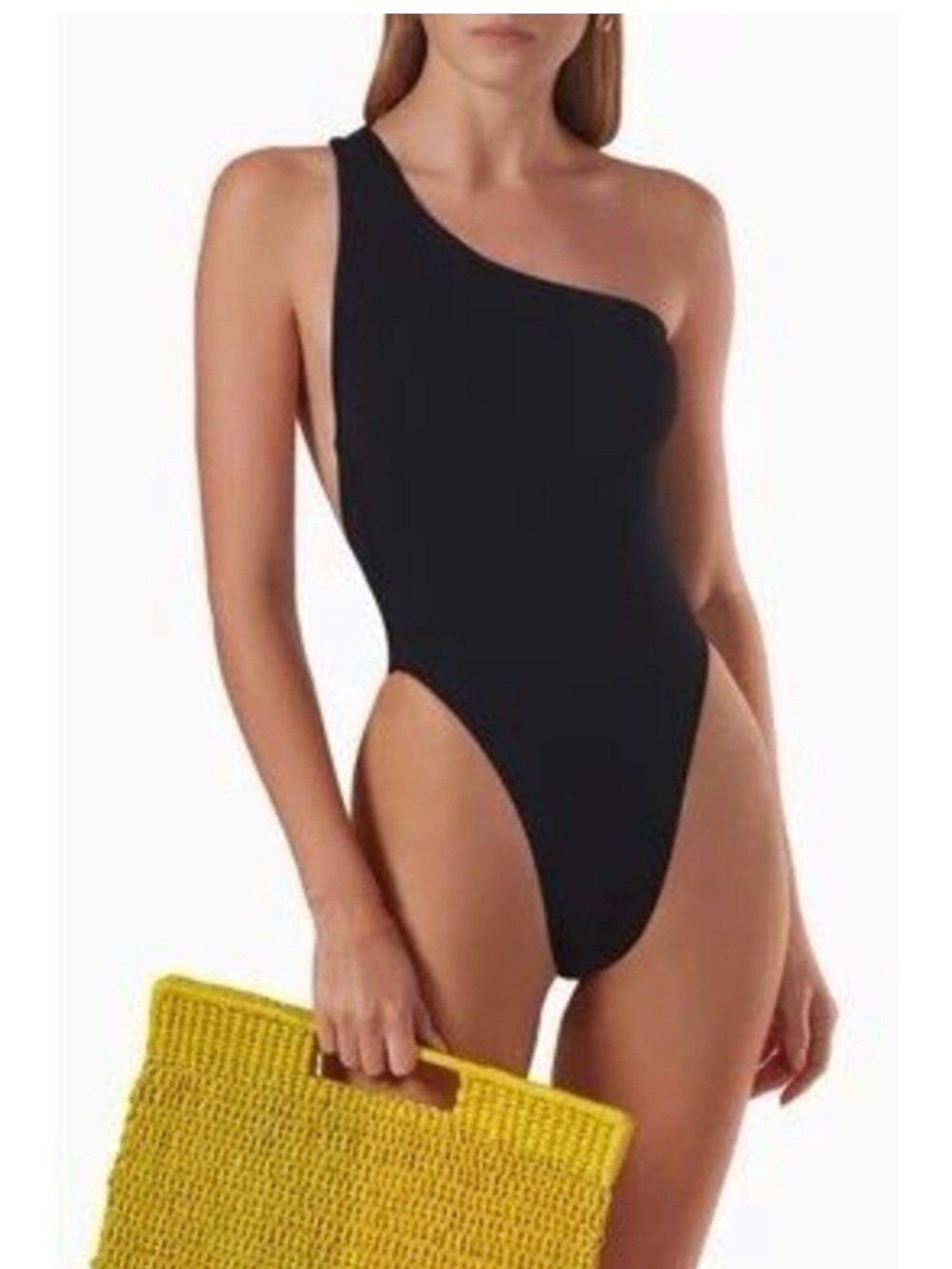 Black One-Shoulder High-Cut Women's Swimsuit